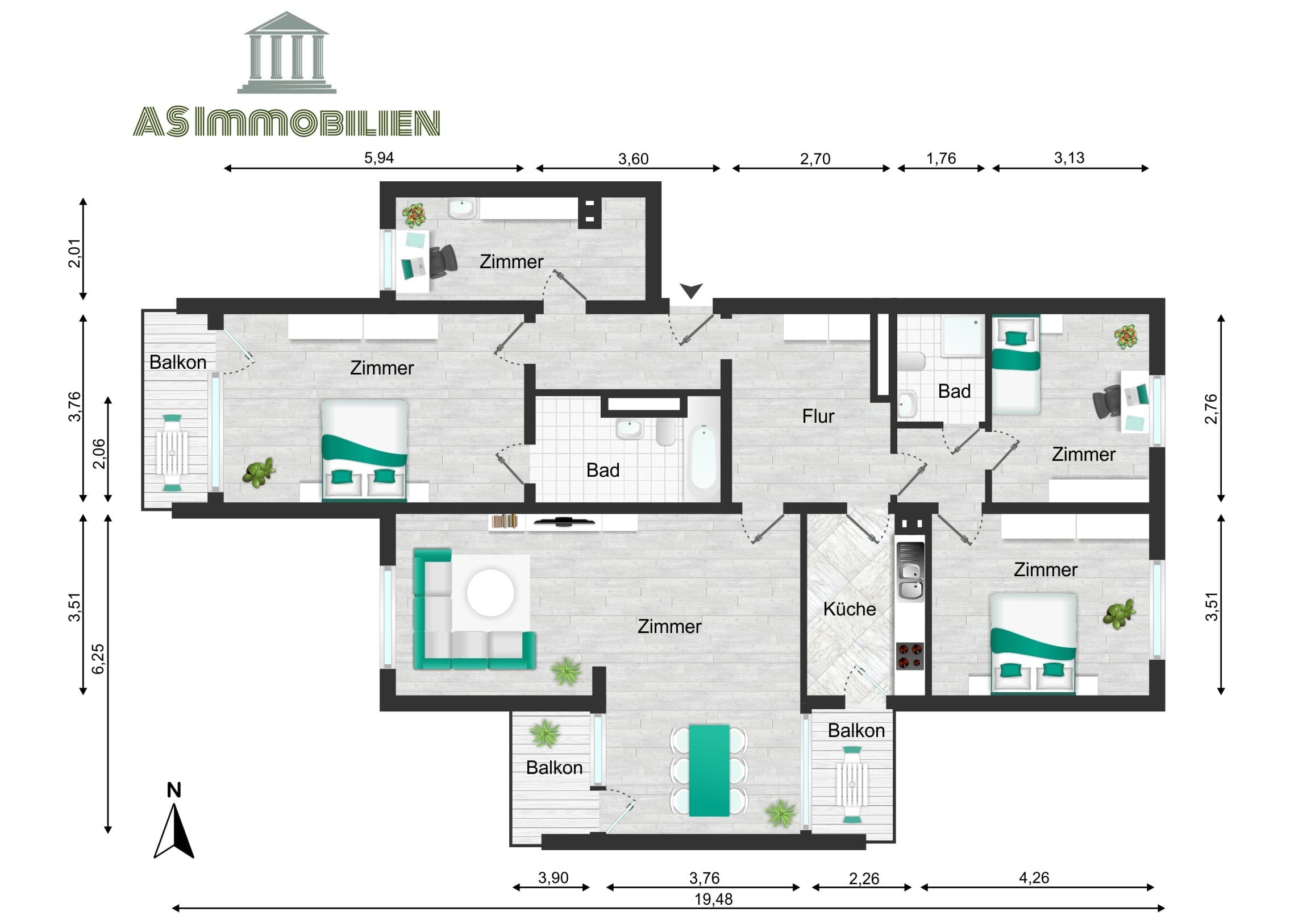 AS IMMOBILIEN: Renovierungsbedürftige 5 Zimmer Wohnung 138 m² (teilbar) - Wiesbaden-Bierstadt