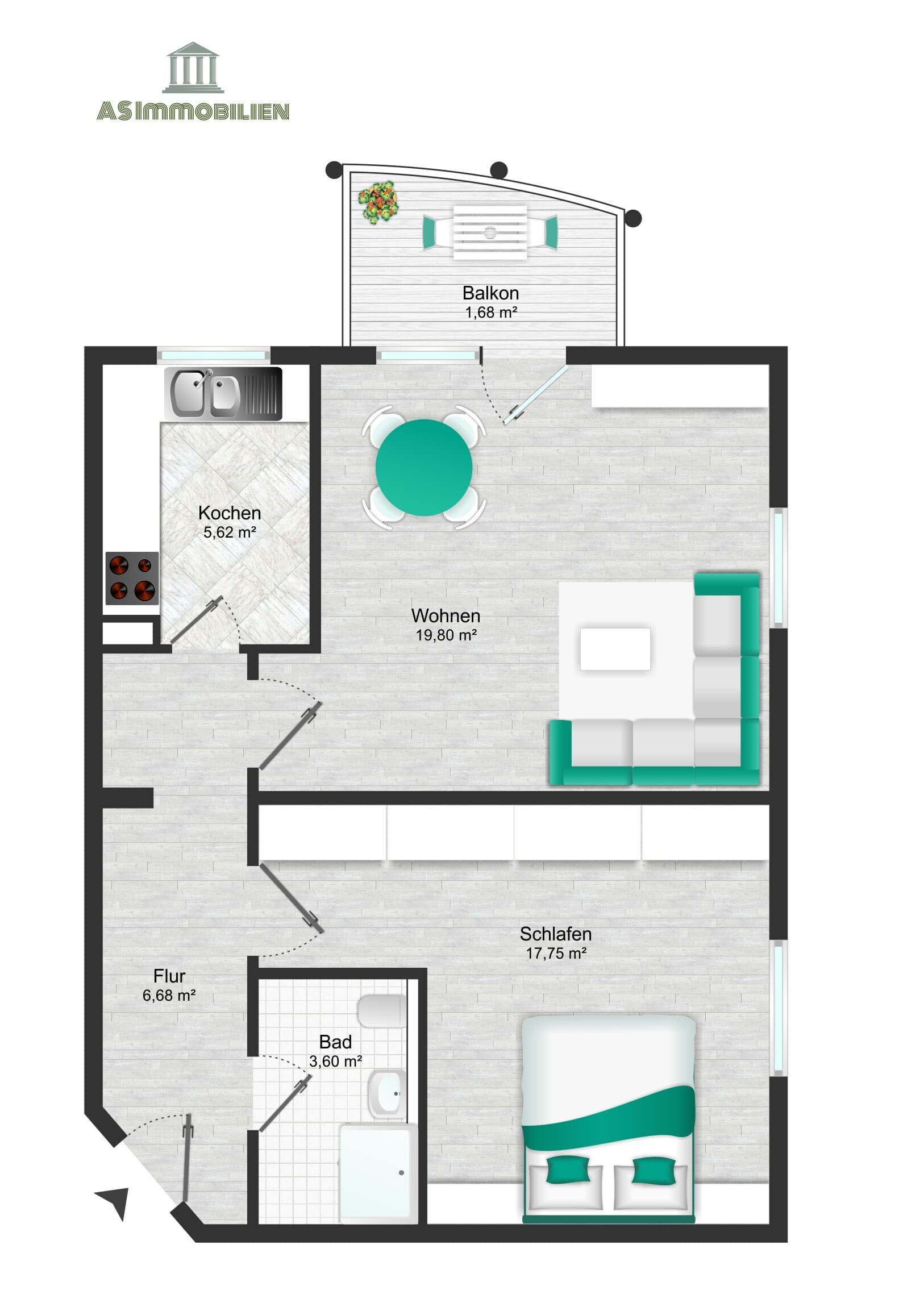 AS IMMOBILIEN: Vermietete barrierefreie 2-Zimmer-Wohnung Aufzug Duplex Stellplatz Wiesbaden Süd-Ost
